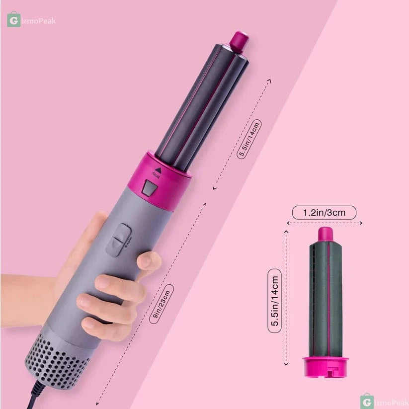 5-in-1 Hair-Styler Set Manual Curl, Straighten, Wave, and Volumizer by QuickTech