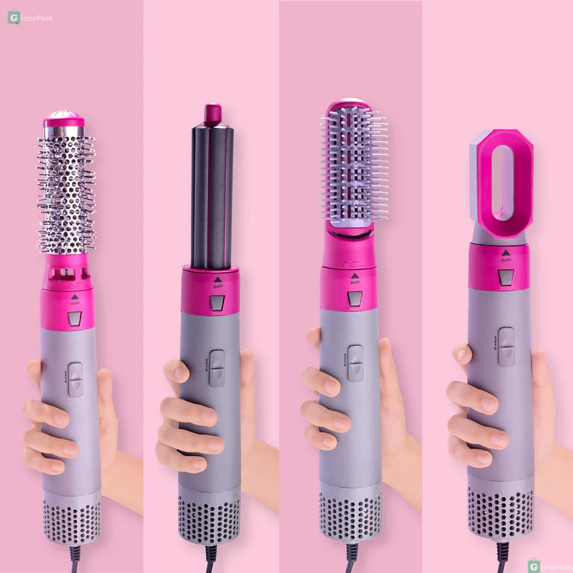 5-in-1 Hair-Styler Set Manual Curl, Straighten, Wave, and Volumizer  by QuickTech