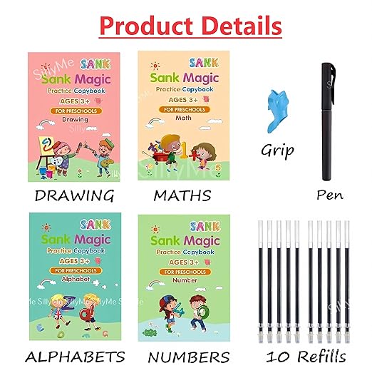 Kid's Magic Reusable CopyBook (10 Refill, 4 Book, 1 Pen, 1 Grip)QuickTechQuickTechKid's Magic Reusable CopyBook (10 Refill, 4 Book, 1 Pen, 1 Grip) QuickTech QuickTech